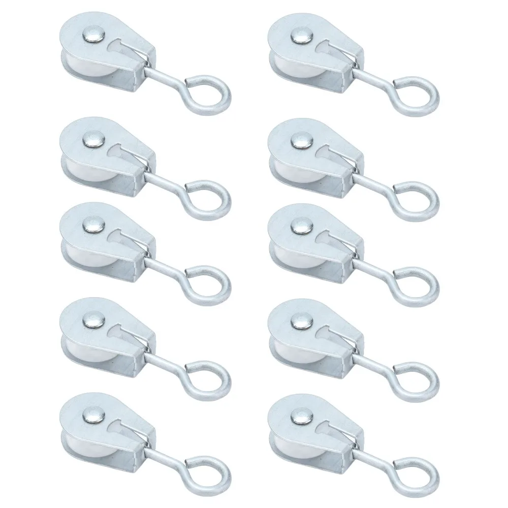 25pcs Zinc Plated Iron Zinc Plated Iron Pulley Plastic Grooved Cavity Farm Cable Pulley Assembly Disassemblable Structure Silver