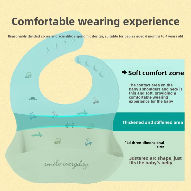 Ins منتجات الأم والرضع المشهورة مريلة أطفال مقاومة للماء مريلة سيليكون للأطفال، جيب أرز لعاب الأطفال يترك في الصيف