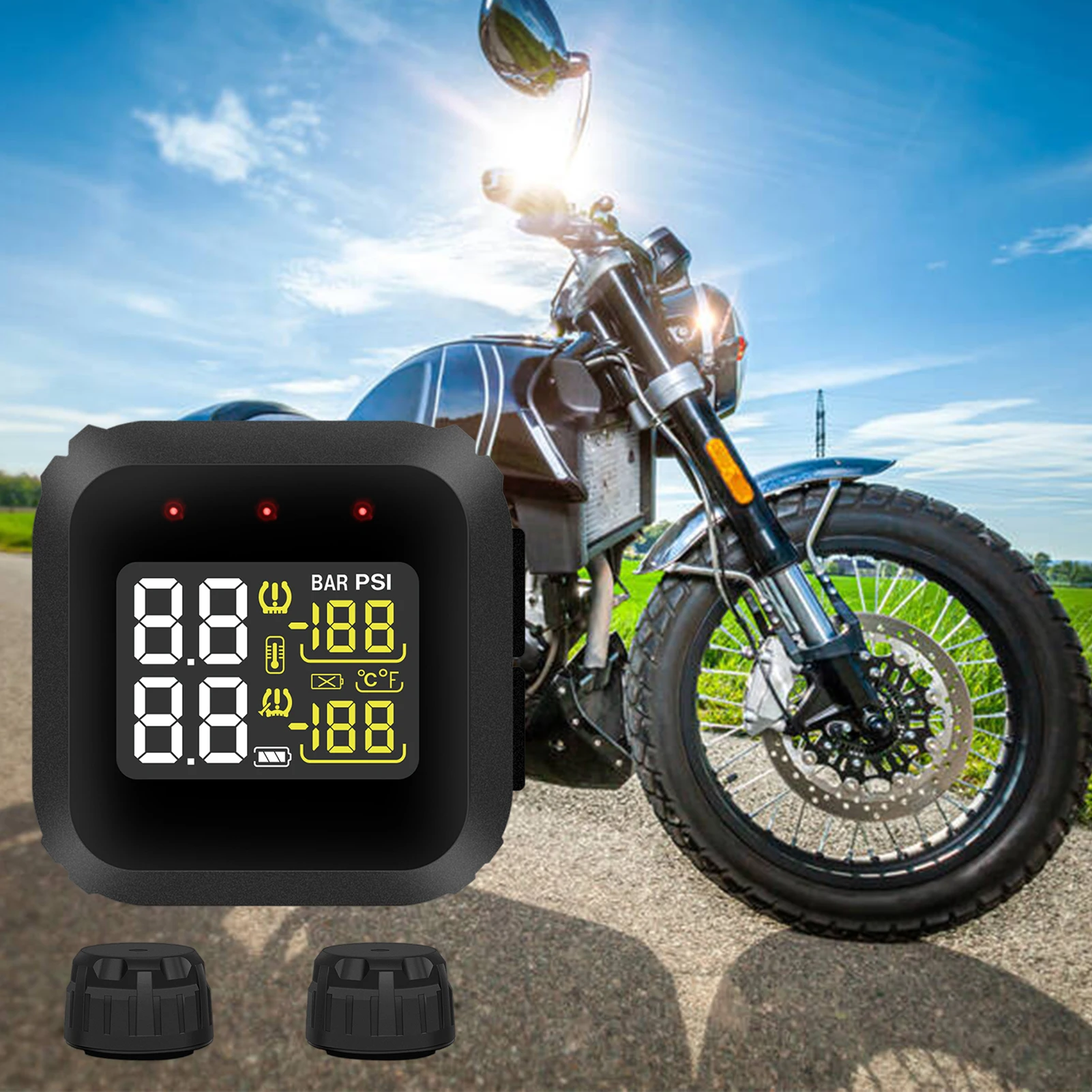 

Система контроля давления в шинах TPMS, водонепроницаемый ЖК-дисплей, 2 внешних датчика, в режиме реального времени