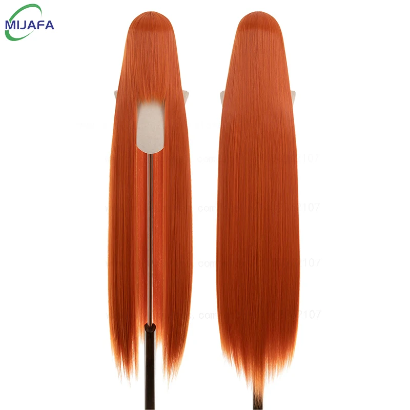 700 g hochwertige 59" 150 cm lange gerade Cosplay-Perücke mit Pony, blond, braun, rot, grün, blau, hitzebeständige Haarfarben, Anime-Perücken