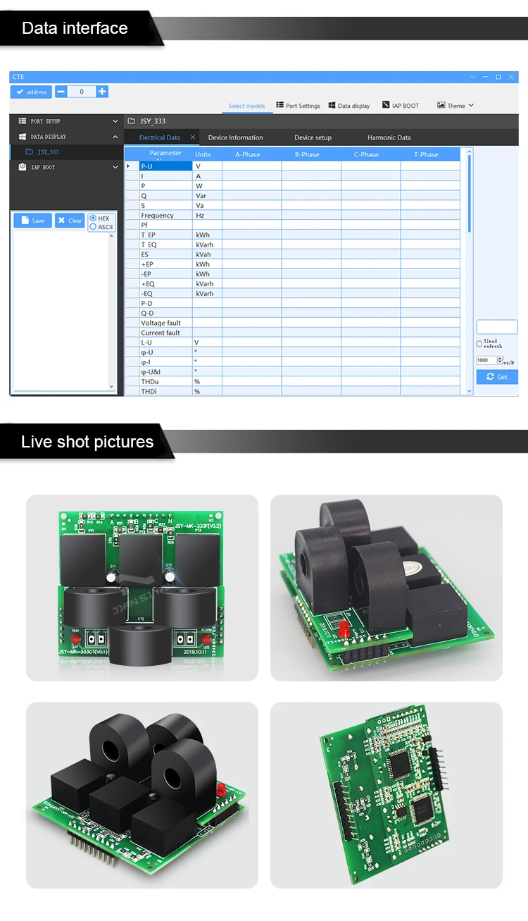 JSY-MK-333 50A 3P4W RS485 TTL Modbus Messgerät Solar-Energie-Überwachungssystem Miniatur-Stromzählermodul für neue Energien – Detail 5