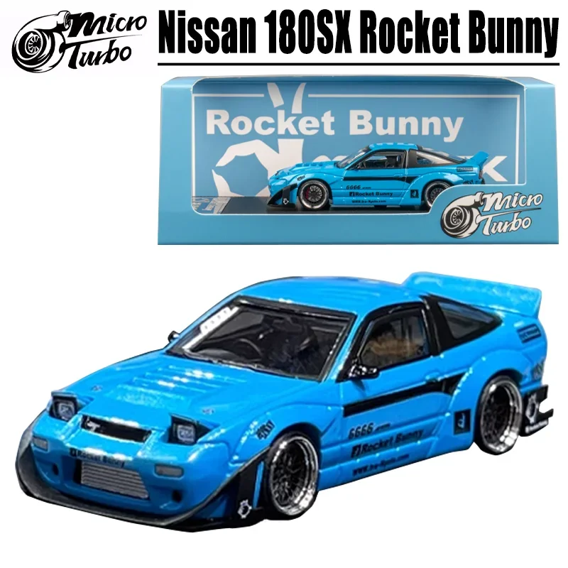 MicroTurbo Stuff-Jouet en alliage Nissan 180SX Rocket Bunny, véhicule à moteur, modèle en métal moulé sous pression, 1/64