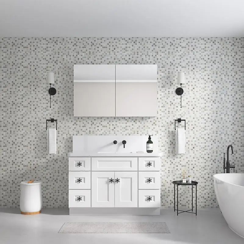 

48"W x 30"H Bathroom Mirror Cabinet - Wooden Door, Wall Mounted, Recessed or Surface Mount, Mirror with Storage