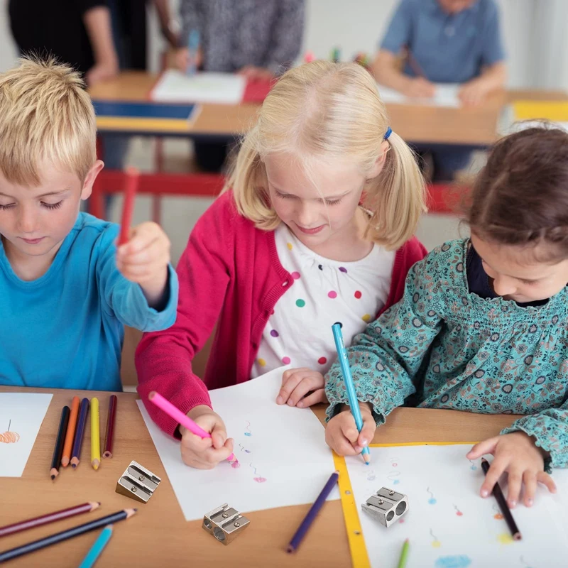 Taille-crayon manuel en métal, 2 trous, fournitures pour crayons, déterminer, 48 pièces