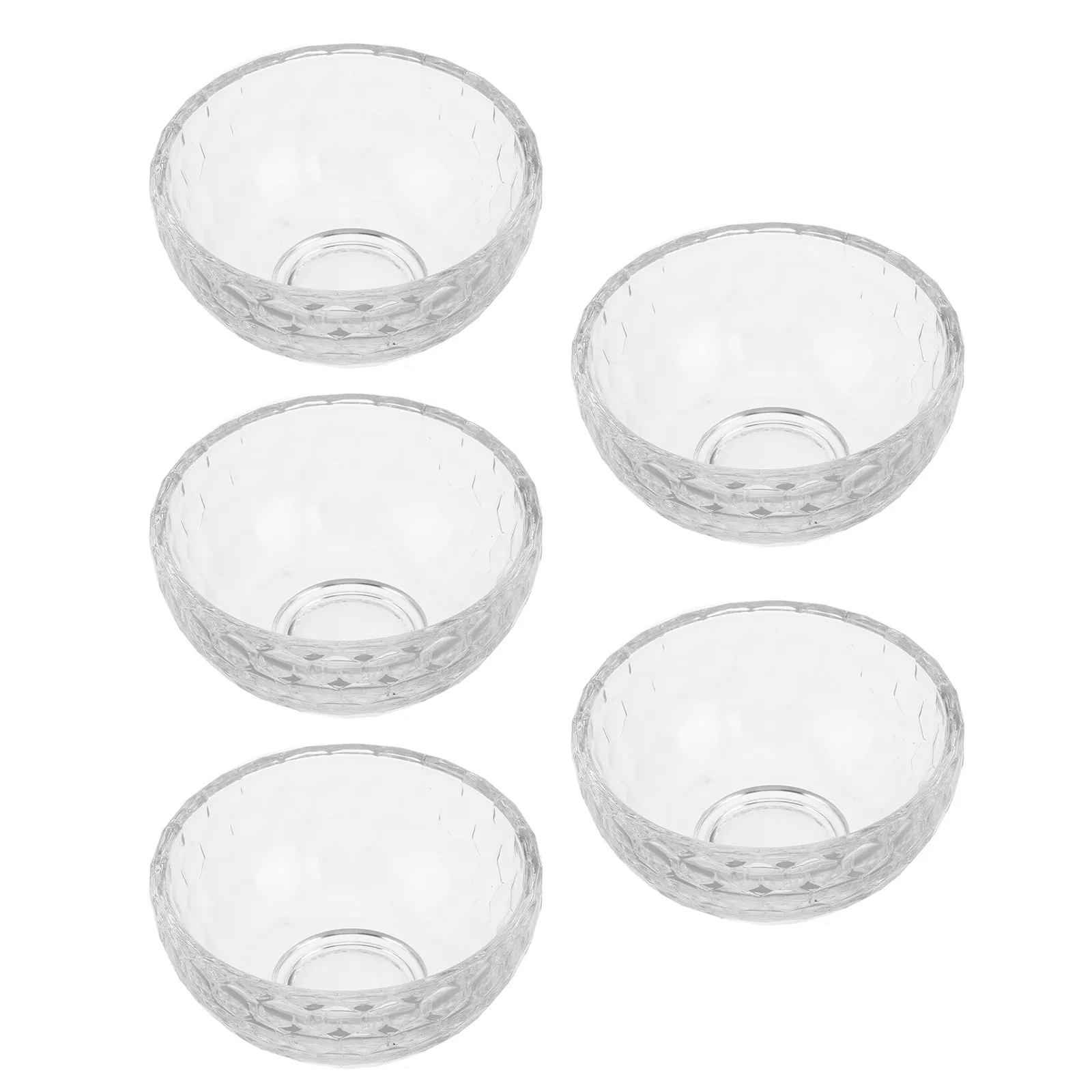 Juego de 5 Tazones de Vidrio Transparente para Postre, Tazones Pequeños y Gruesos para Servir, Estilo Japonés Creativo, para Salsas, Dulces y Bocadillos, Ideales para Fiestas