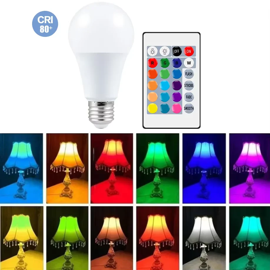 Dimmable 220V E27 RGB LED Light Bulbs LED 5W IR Remote Control Changeable Colorful RGB LED Lamp Spotlight Bulb Wholesale