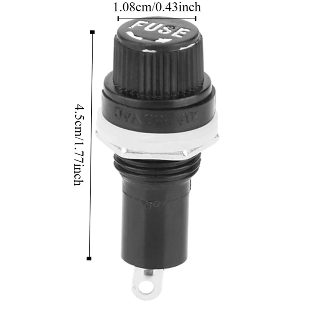 20PCS 5x20mm Schraube Kappe Sicherungshalter Schwarz Schraube Kappe Design Glasrohr Sicherungshalter Sicherungshalter Auto Stereo Installation