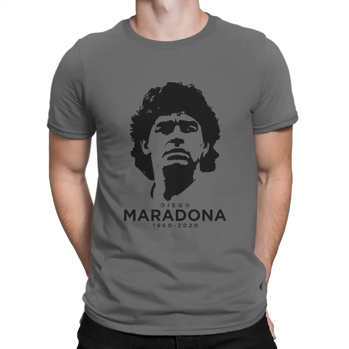 Men Black T Shirts Diego Maradona 100% Cotton Clothing Funny Short Sleeve Crew Neck Tee Shirt Summer T-Shirts