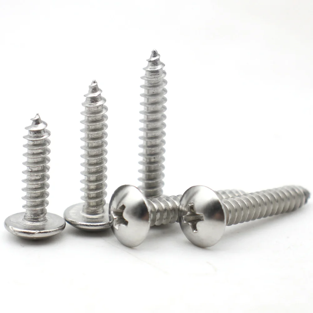 20-5pcs M3 M4 M5 M6 304 Stainless Steel Self-Tapping Wood Screws Cross Phillips Round Head Truss Mushroom Drive Screws Furniture
