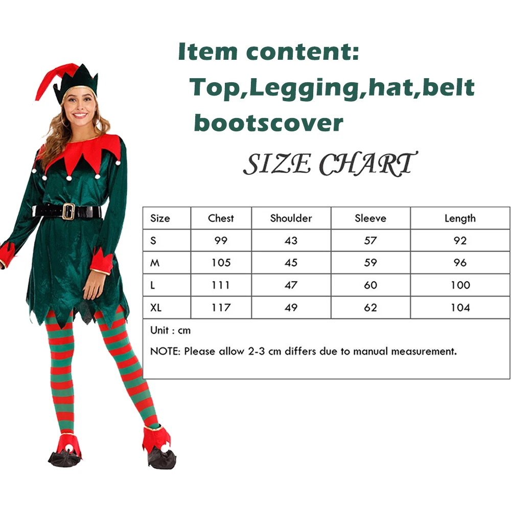 Eraspooky Deluxe babbo natale Helper Cosplay Women Dress Green Christmas Elf Costume per adulto Xmas Workshop abiti di capodanno uomo