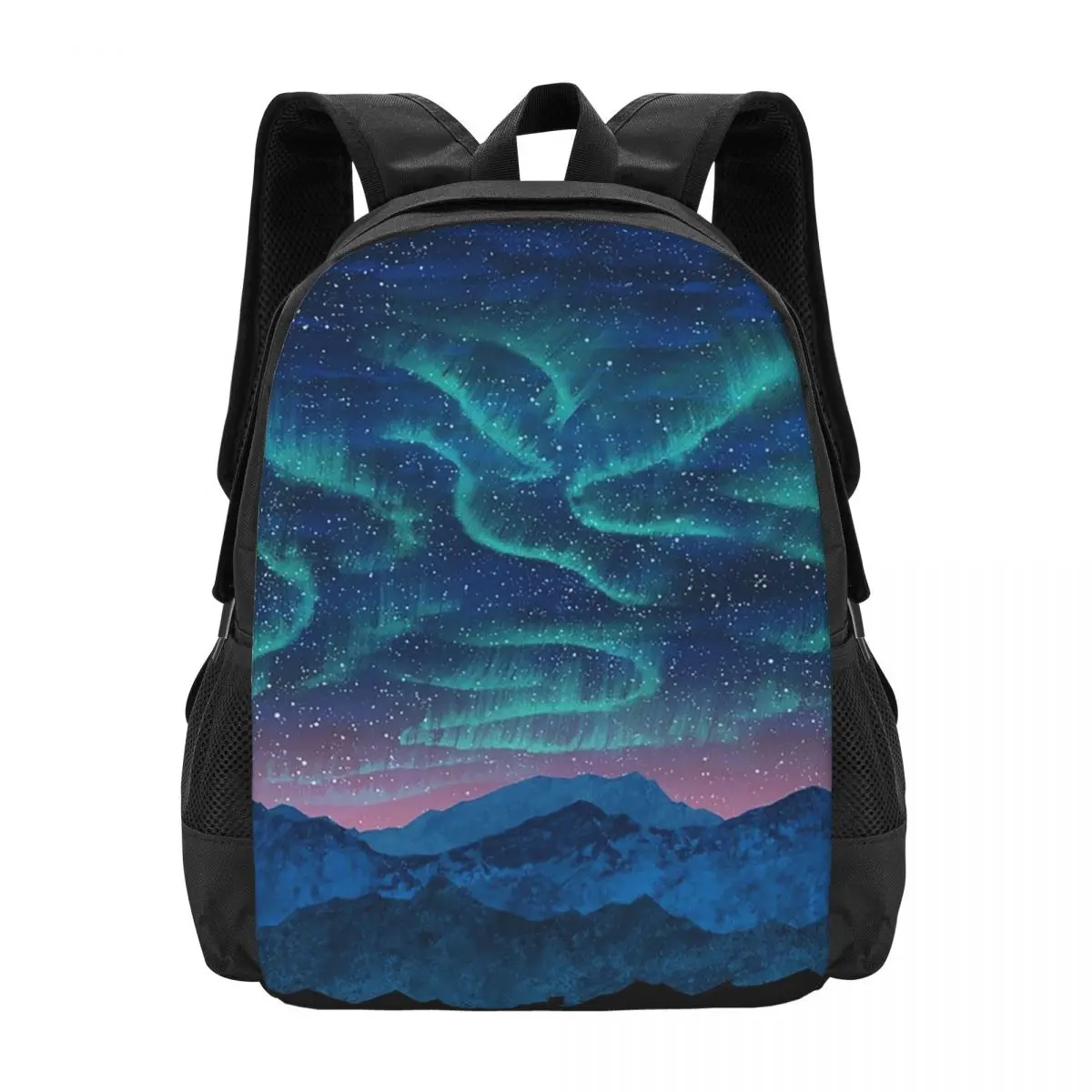 

Aurora Borealis Over Mountain Backpack Hot Sale Daypack Large Capacity Kids BookBag School Bag Shoulder Bags for Men Women