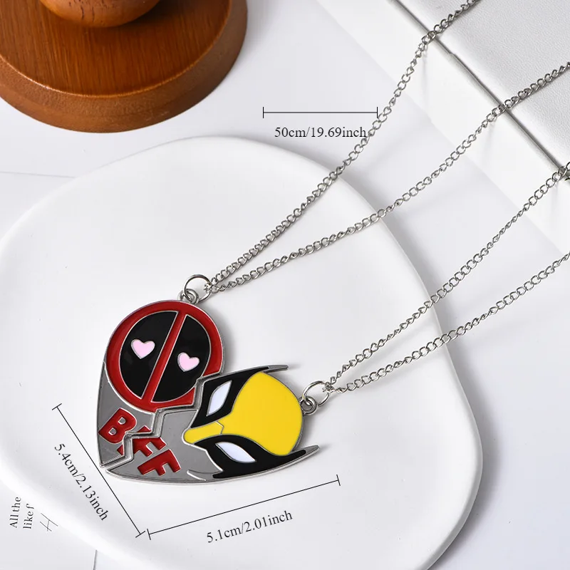 2 pezzi Deadpool e Wolverine collana Anime Best Friends Set Split Heart Matching ciondolo portachiavi combinazione accessori regali