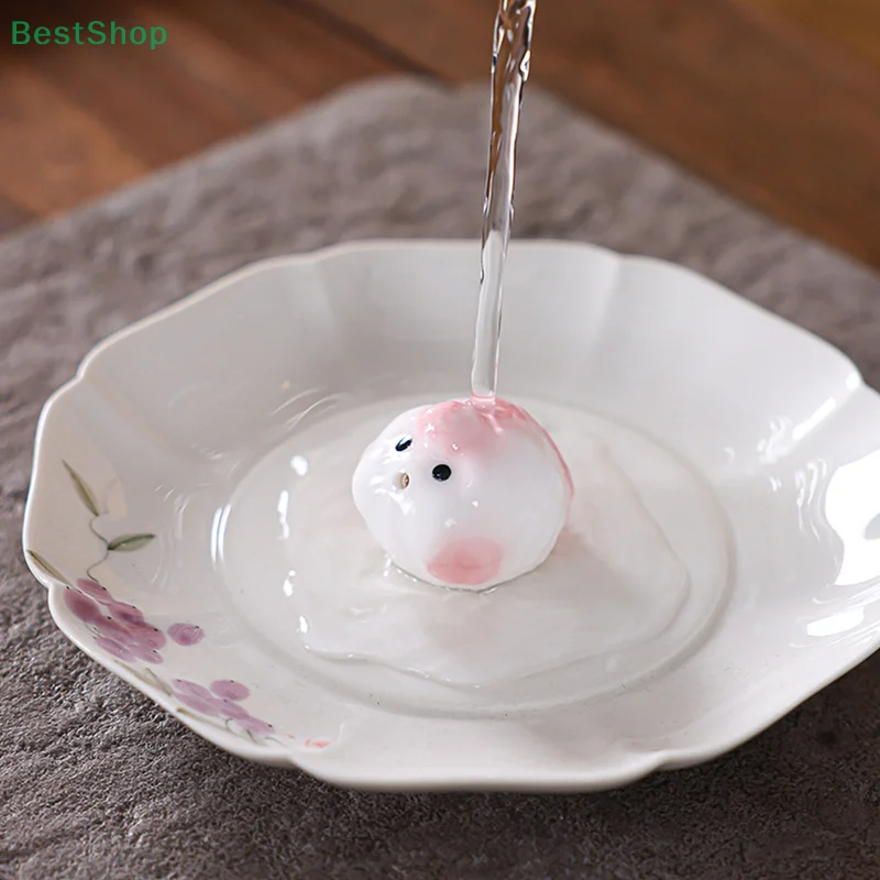 ♥♥♥Ceramic Little Fish Spit Bubbles Tea Play Tea Pet,Bubbles Piggy Ornament Tea Tray Incense Burner Table Decoration
