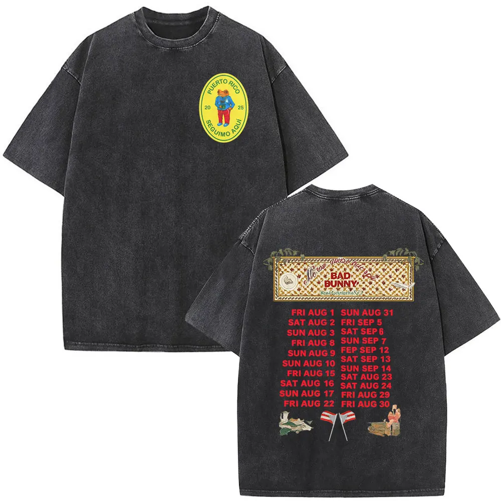 

Bad Bunny DTMF No Me Quiero Ir De Aquí Residency Washed T Shirt Debi Tirar Mas Fotos T-shirt Men's Hip Hop Oversized T-shirts