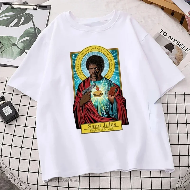 

TvShowPulpFictionSaintSaintJulesTShirtCatholicismMovieShort-sleevTopsHarajukkuuHipHopStreetwearFilmGraphicTshi