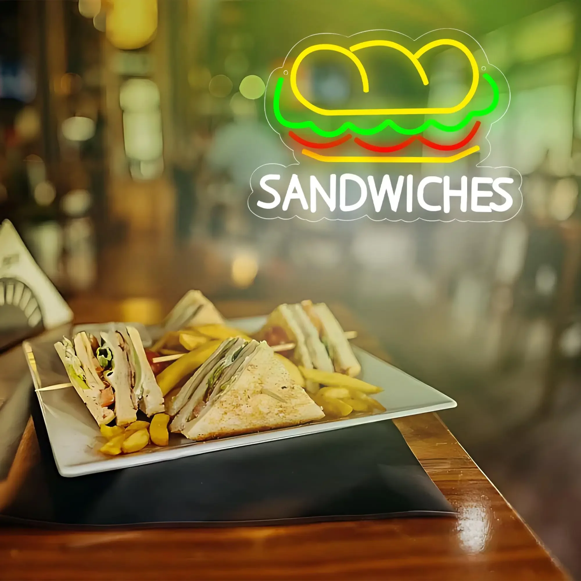 علامة النيون ساندويتش لديكور الحائط، ساندويتش الأعمال، ضوء النيون للوجبات السريعة، ديكور للمطعم، المطبخ، المتجر، الحفلات #6