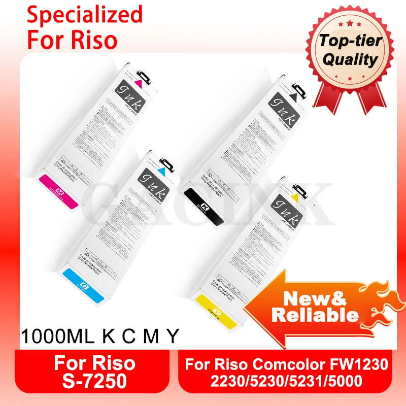 

S-7250 S-7251 S-7252 S-7253 1000ML For Riso Full Ink Cartridge For Comcolor FW1230 FW2230 FW5230 FW5231 FW5000 With Pigment Ink