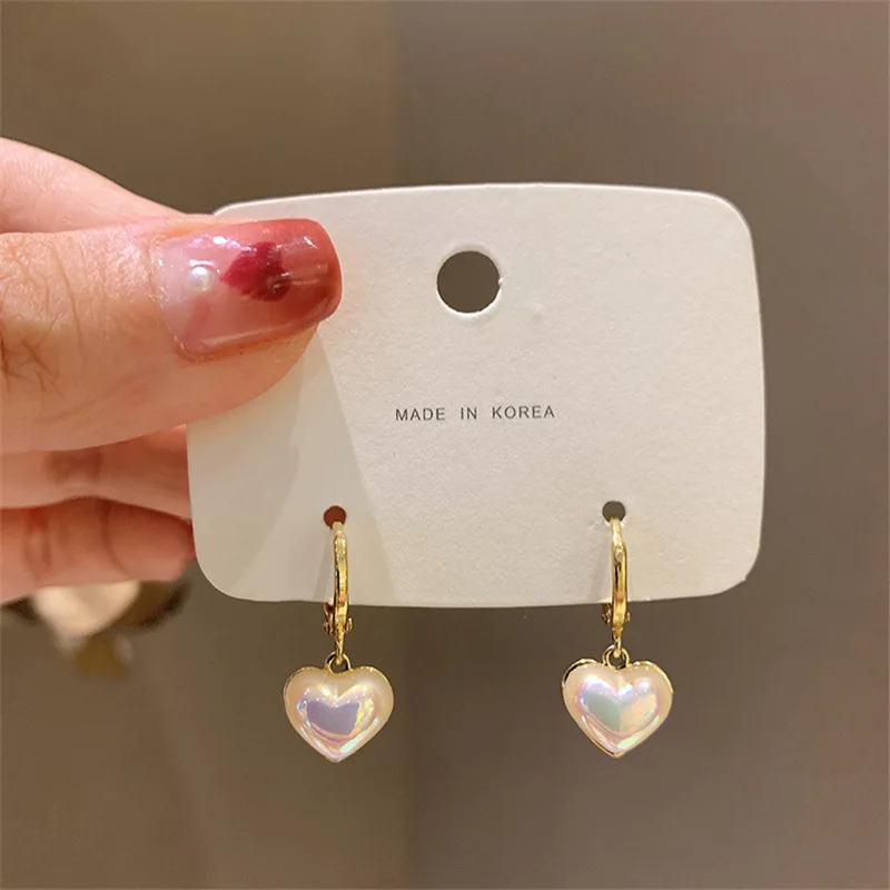 Classic Design Pearl Heart Pendant Earrings 2024 Fashion Jewelry Party Girl\'s Sweet Temperament Accessories For Womens Earrings