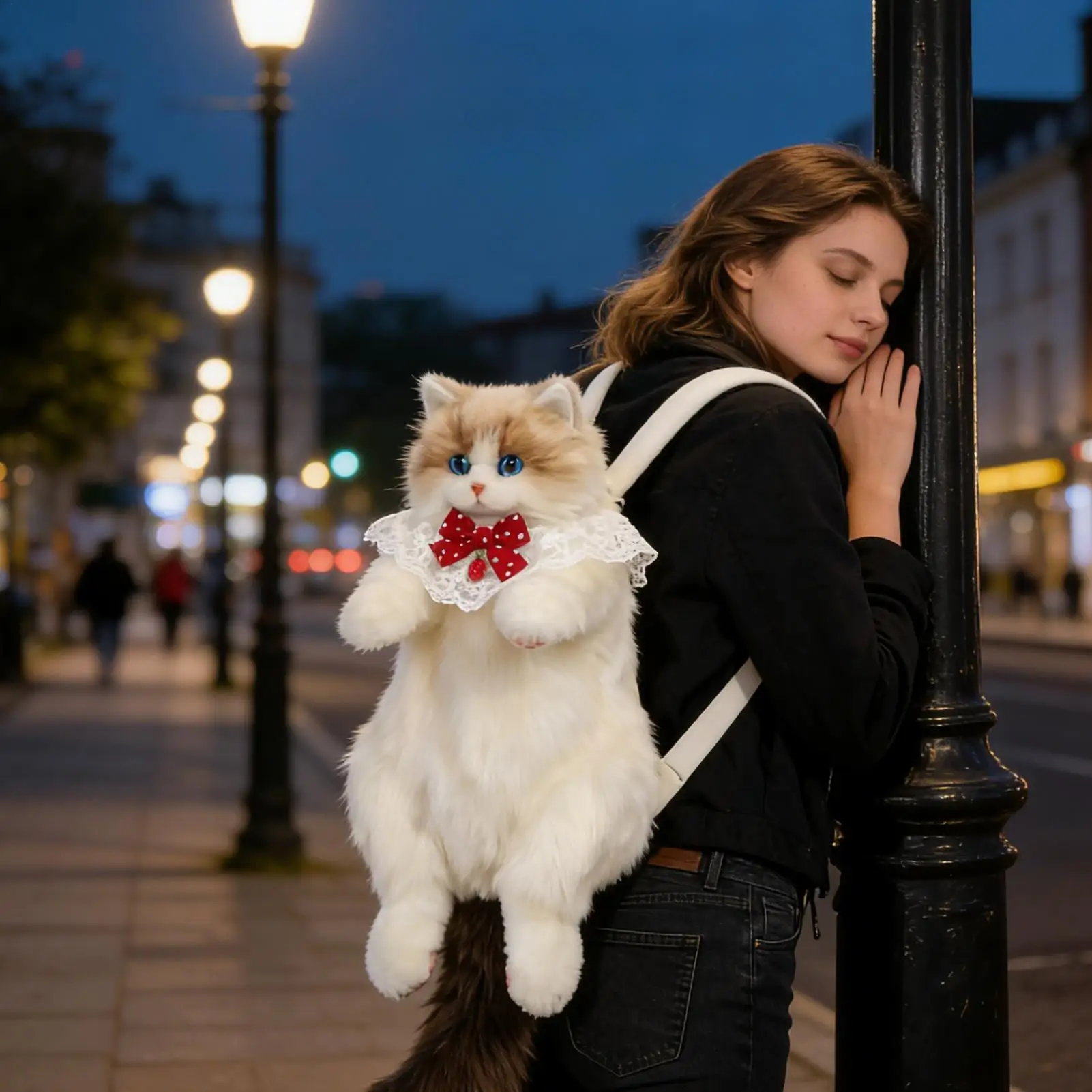 

Симпатичный рюкзак с съемным плечевым ремнем, реалистичный рюкзак в форме кошки для учебы, работы, офиса, путешествий, отпуска, поездок на выходные