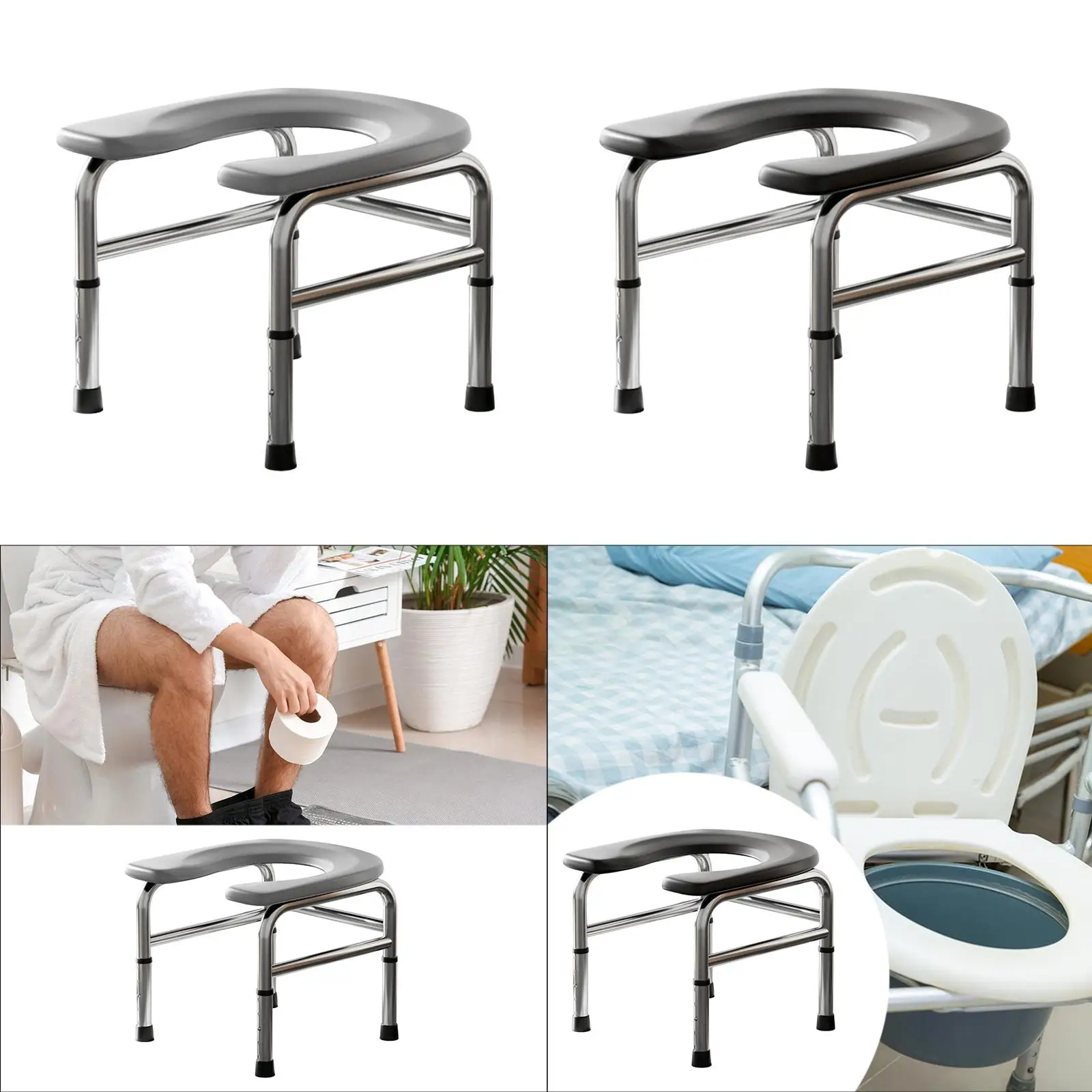 

Сиденье для унитаза для пожилых людей, прочная несущая способность, нержавеющая сталь, удобное сиденье для комода с регулируемой высотой