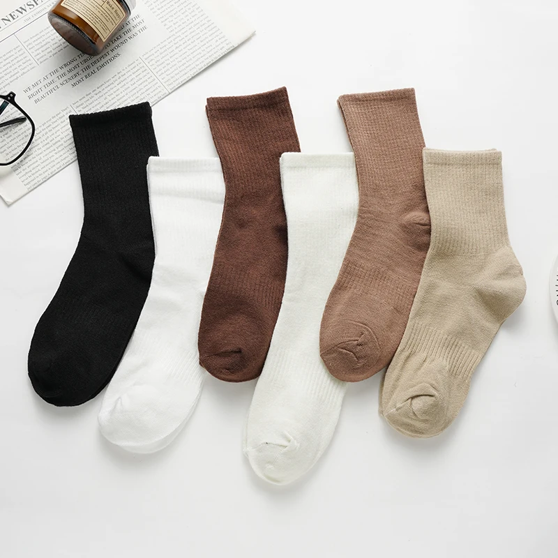 3 Pairs/Lot Men's Simple Solid Color Mid-Calf Socks Comfortable Breathable Casual Socks Versatile Business Socks