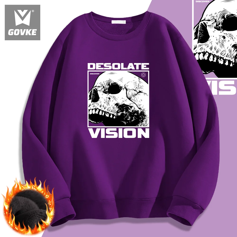 Desolate Vision Unique Design Pattern Hoodie Treet Skateboarding Design Halloween Autumn and Winter Thick Warm Hoodless