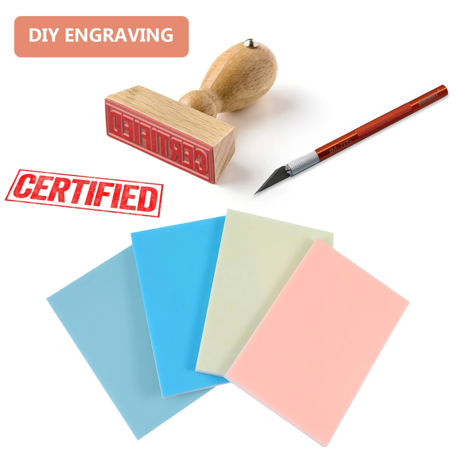 4Pcs Rubber Carving Block Set Double Layer PVC Soft Material for DIY Handmade Stamp Engraving Printmaking Craft Supplies