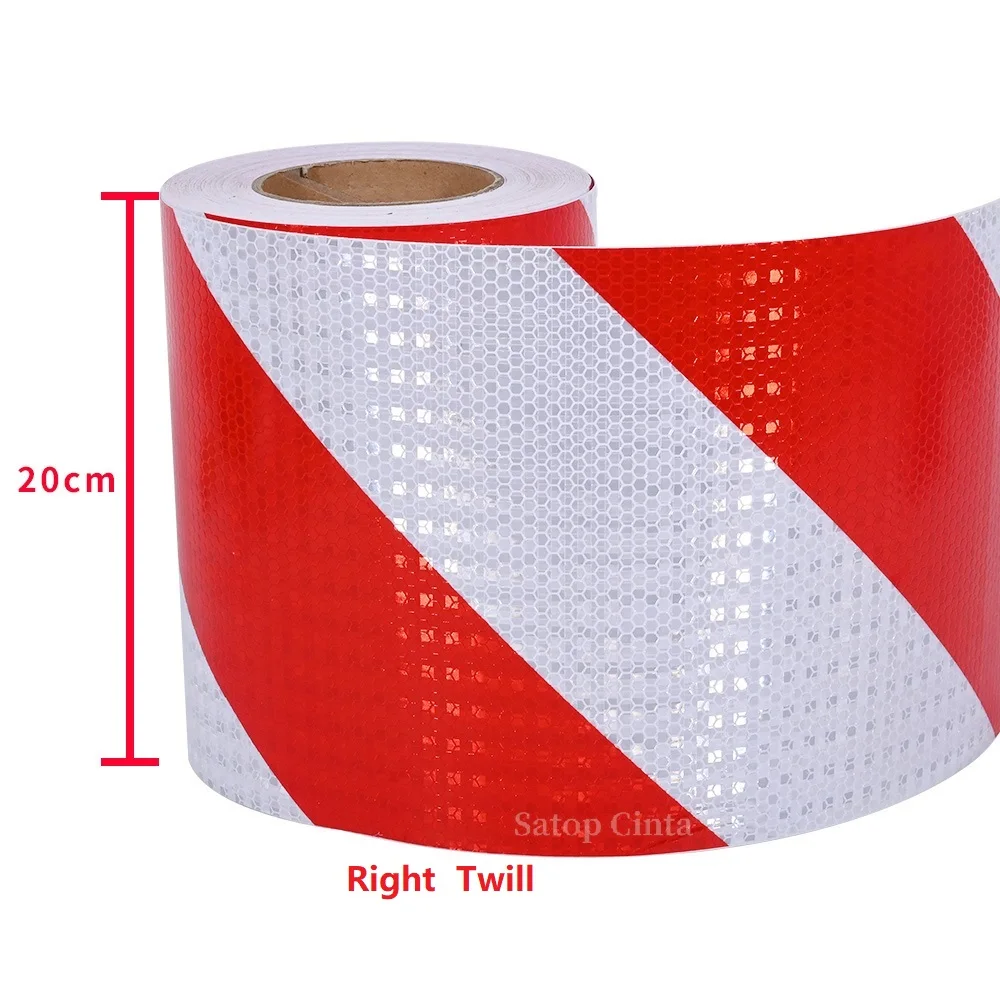 5 cm/10 cm/15 cm/20 cm * 5 M Reflecterende Plakband Links of Rechts Twill Wit-Rode Strips Waterdichte Veiligheid Reflectoren Sticker Voor Auto
