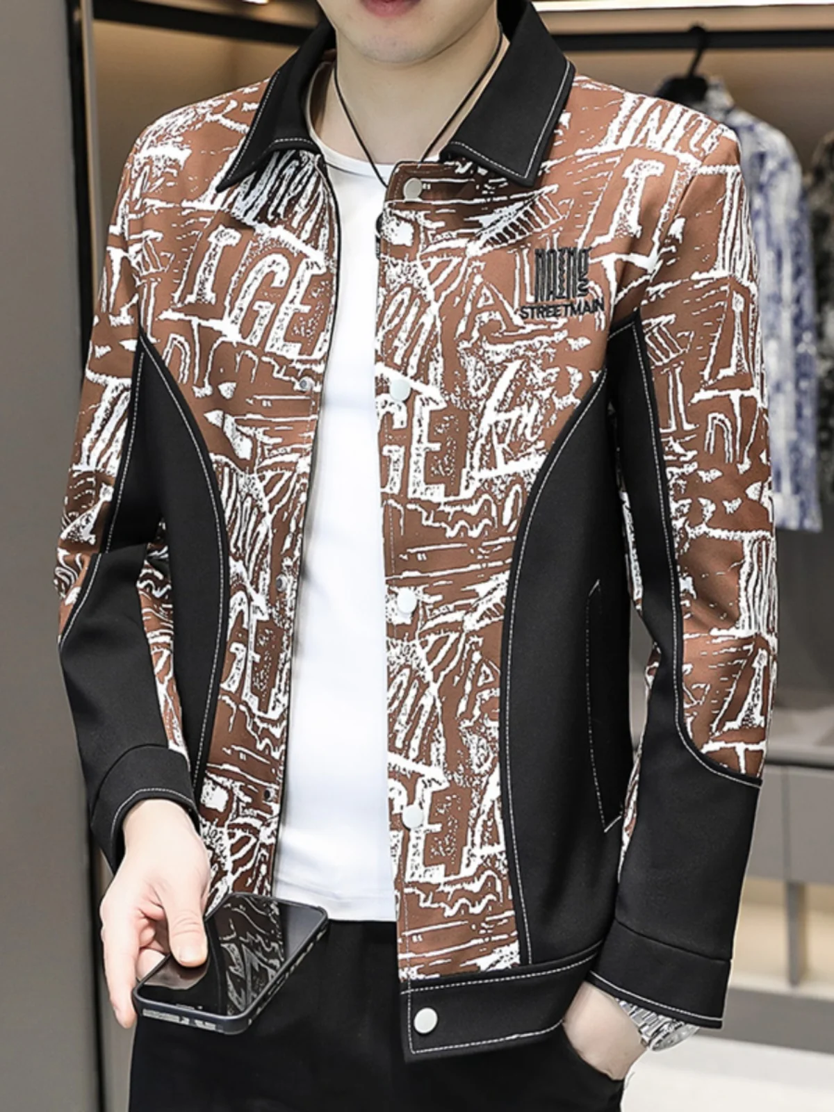 

Мужская куртка весна-осень 2025: Новинка в корейском стиле, приталенная, повседневная, с воротником, модная верхняя одежда для мужчин