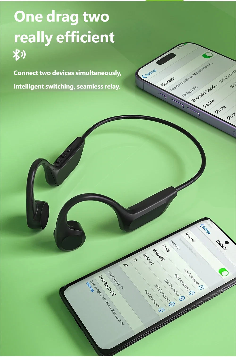 Original Acer OHR709 Knochenleitungs-Kopfhörer Bluetooth 5.4 Kabelloses Headset Wasserdichte Ohrbügel-Sportkopfhörer mit Mikrofon – Detail 3