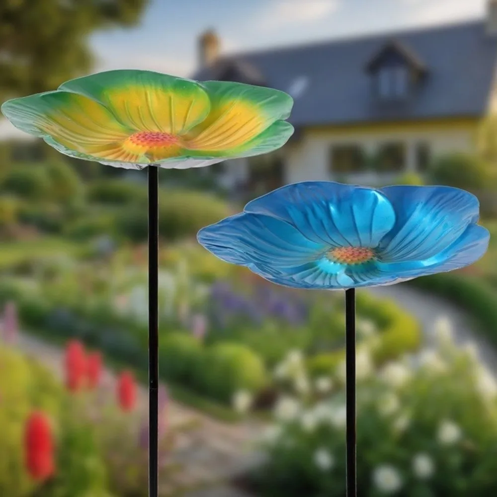 Flower Shape Bee Butterfly Watering Station Ornamental Horticulture Patchwork Garden Birdbath Garden Stake Bird Bath Yard