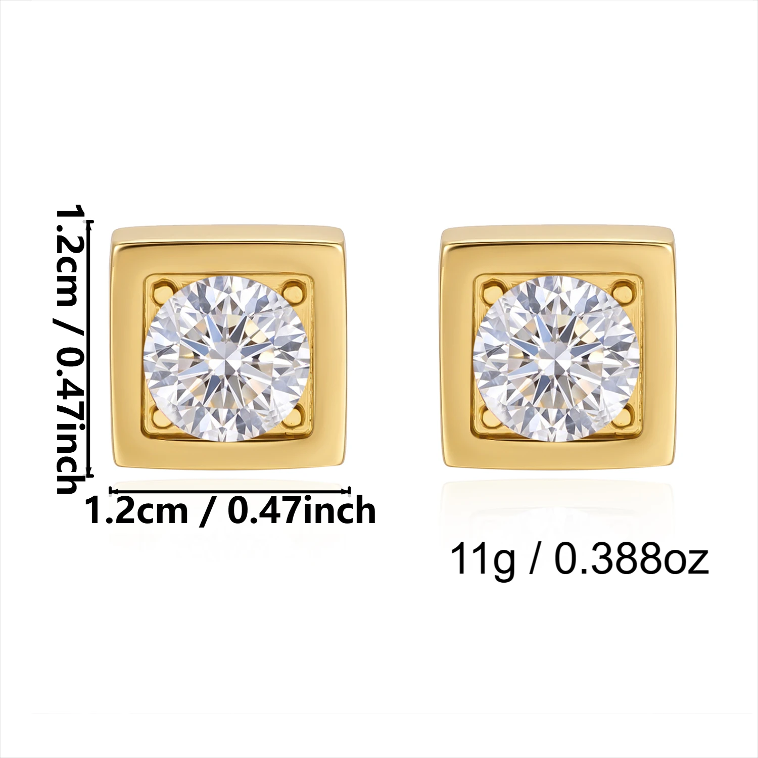Minimalistische Edelstahl Geometrische Kleine Ohrstecker für Frauen Vergoldete Quadratische Zirkonia-Ohrringe Täglicher Schmuck – Detail 9