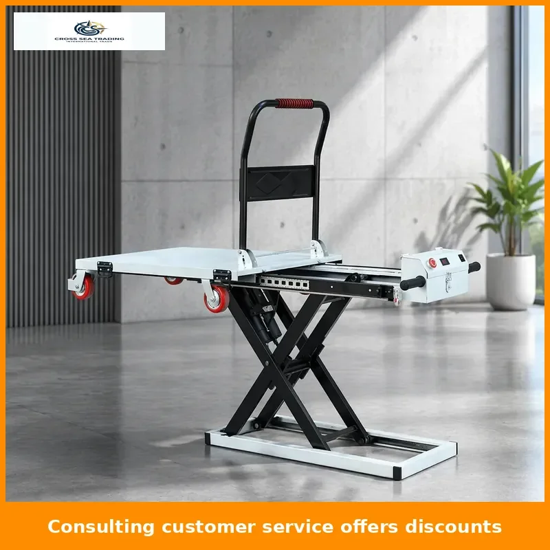 Portable Electric Hydraulic Lifting Loading and Unloading Cargo Scissor Slide Rail Mobile Hand Truck