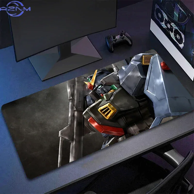 Black Base Retro Anime Mecha Robot with Bold Color Geometric Lines Mouse Pad, Rubber Non Slip Backing, Smooth Surface Gaming Des