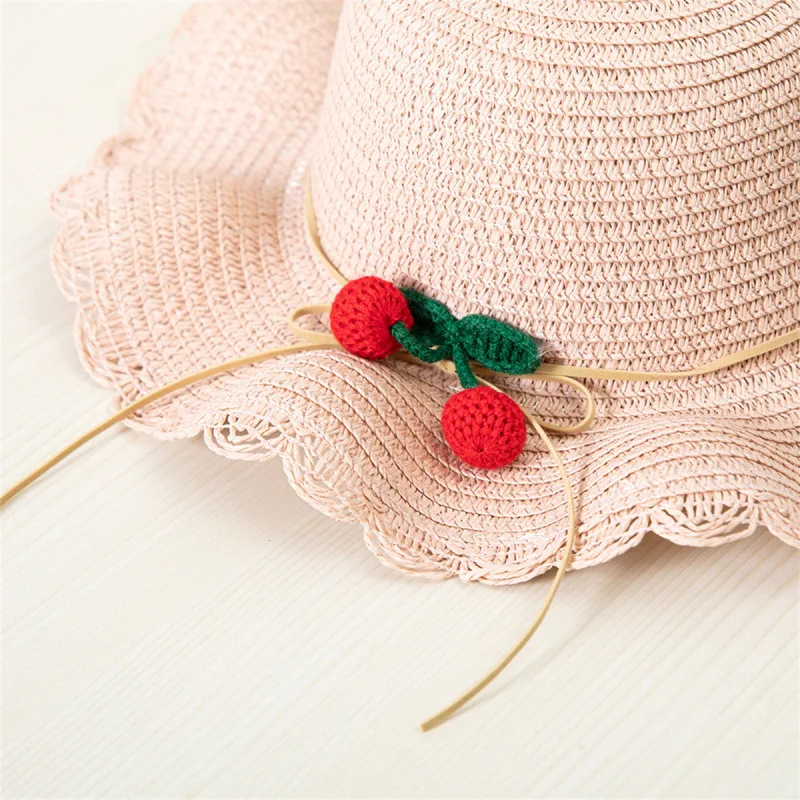 Kids Hat For Girls 2-7Y Straw Children's Sunshade Cap Bag Summer Baby Travel Sunscreen Beach Hat Sun Fisherman Cap Fashion Style view 4