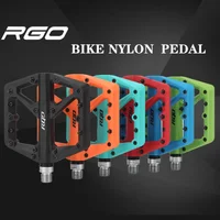 Pedales de bicicleta RGO, plataforma de nailon para bicicleta de montaña, reposapiés plano, agarre de paleta, rodamientos, estribos, sujeción de pie para ciclismo