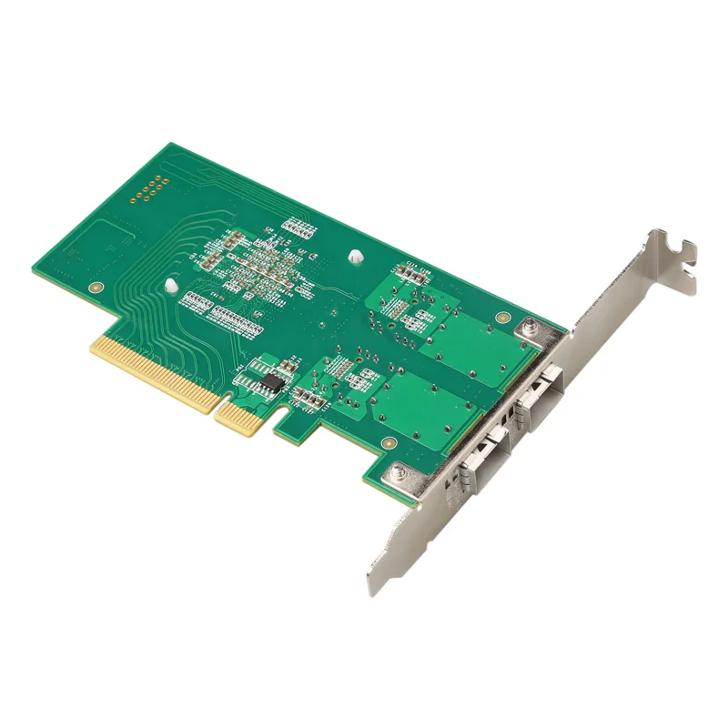High Speed 10000Mbps 2 Ports Fiber Optical Lan Card, PCI Express X2 Bus Type, SFP Slot Network Adapter
