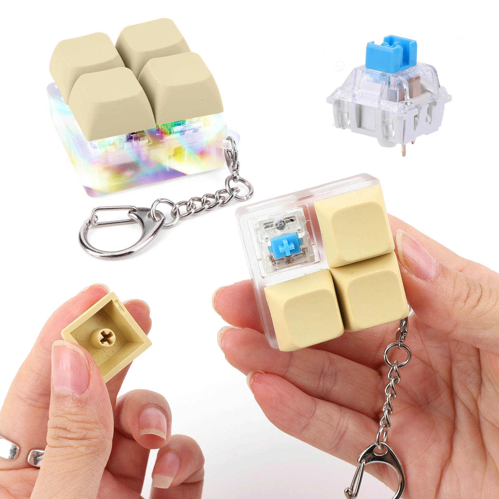 

4-кнопочная клавиатура, брелок-кликер, светящаяся механическая клавиатура, брелок для подарков, чтобы продолжить время