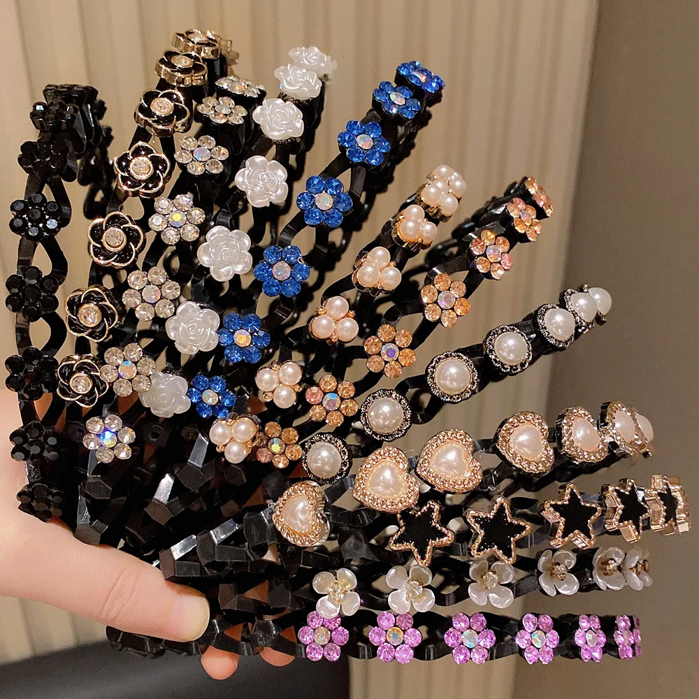 Elegant Retro Floral Hairband Luxury Pearl Heart Star Decora