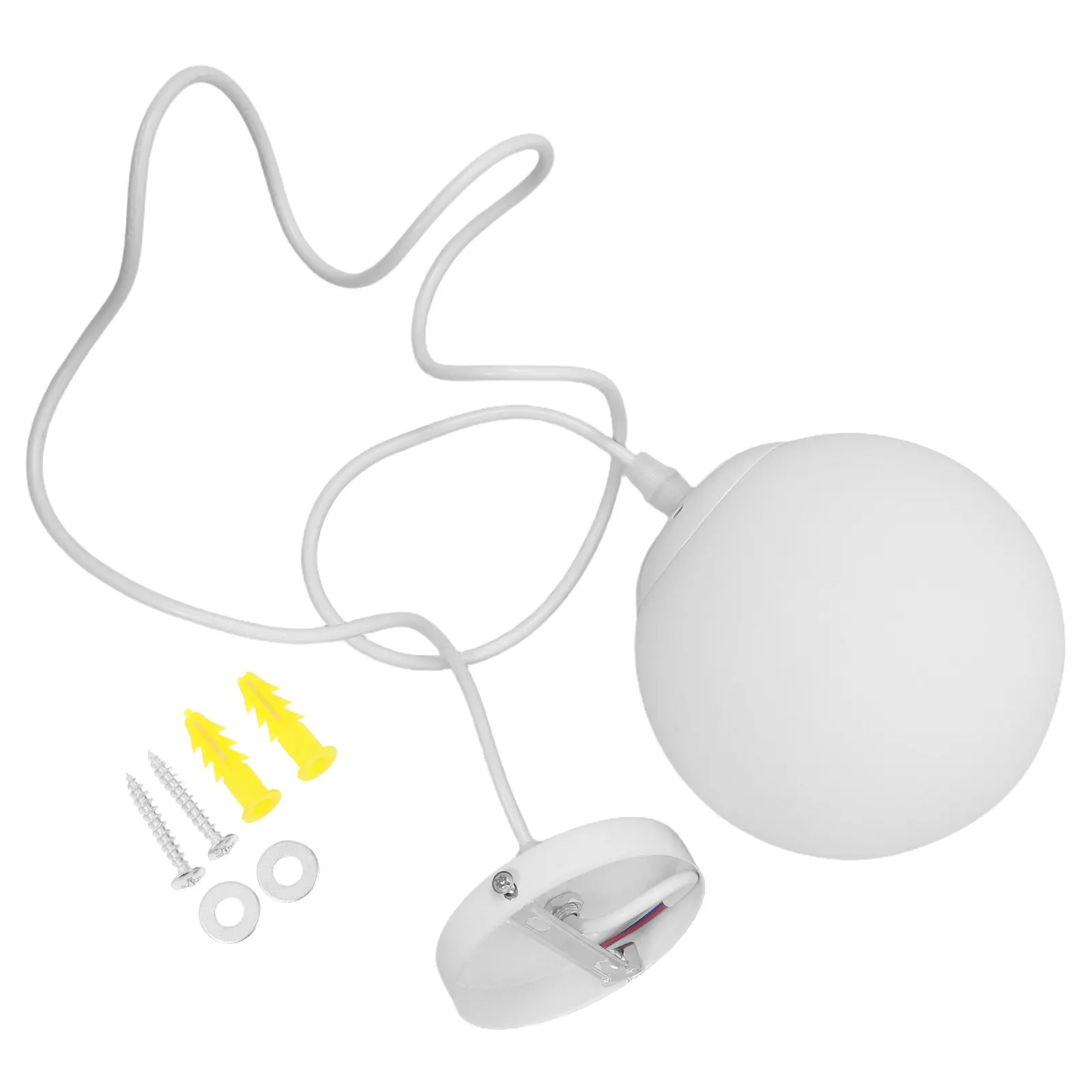 

15Cm Glass Ball Pendant Light Matte White Spherical Hanging Lamp for Dining Room Kitchen Porch Foyer Restaurant Ceiling Fixture