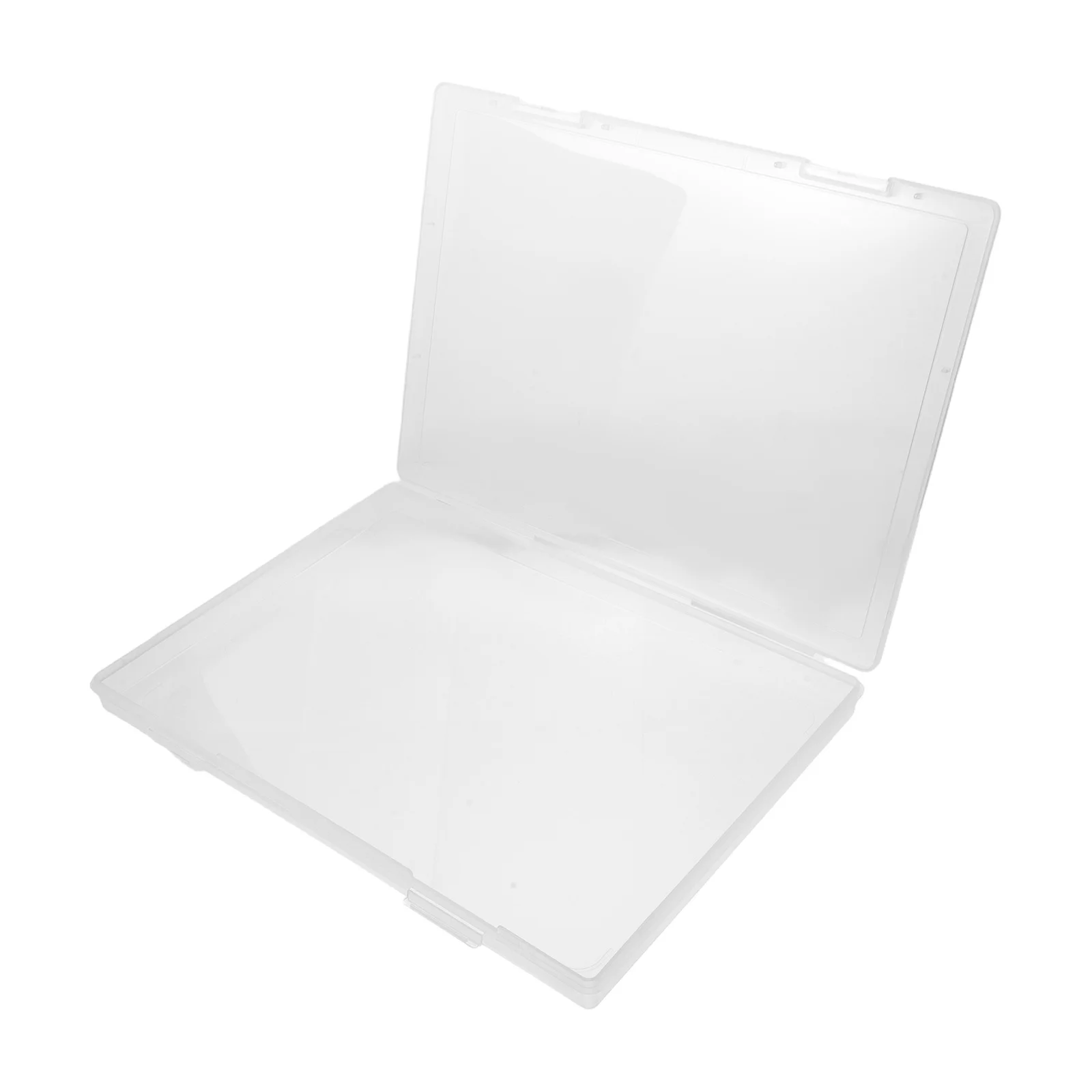 Rectangular Plastic Storage Box Clear with Flip Lid for Office File Organization Document Storage Case Multi-Purpose Container