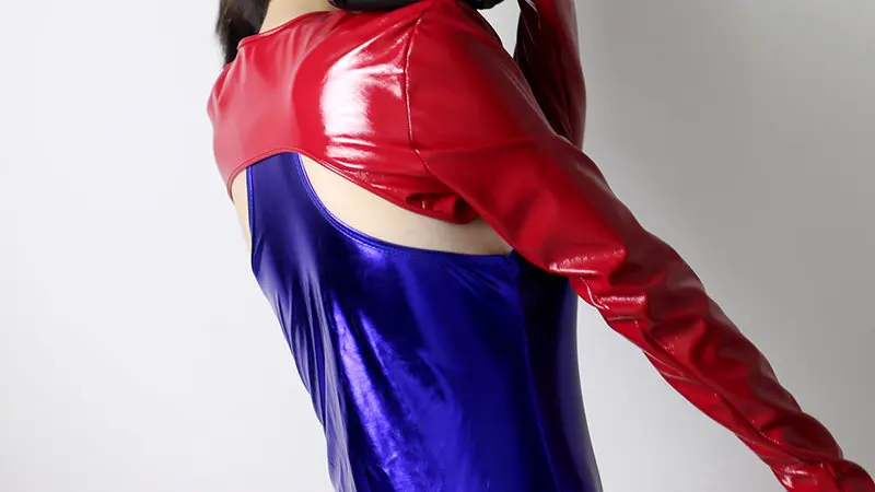 Bolero-Handschuhe aus Kunstleder, Latex-Bomberjacke, Crop-Jumper, Jacke, Shrug, Hot Red, One Piece, Glanzleder, Rosé-Pink, Fuchsia, Loose Fit – Detail 11