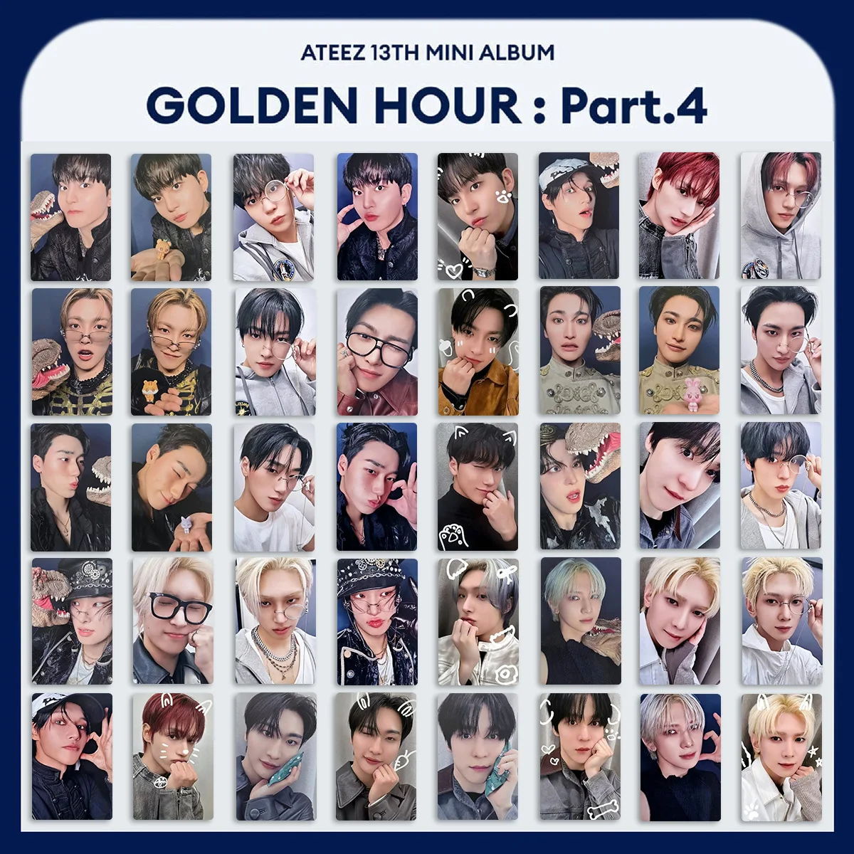 Korean ATEEZ GOLDEN HOUR Part4 Album Personal Photocard High Quality Double Sides Printing LOMO Cards SAN MINGI YUNHO Fans Gift