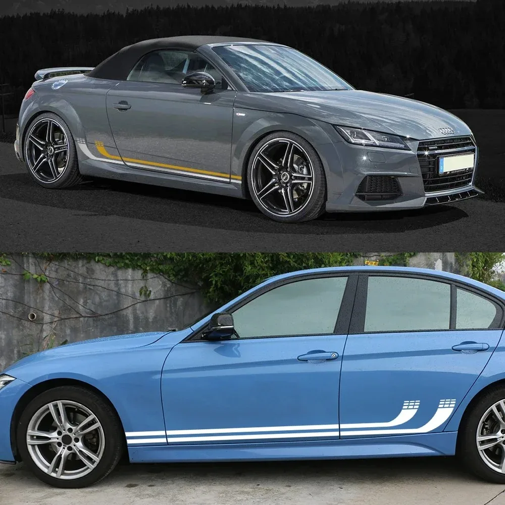 

2PCS Car Side Body Sticker Door Vinyl Decals Racing Stripes Decor Cover For Audi TT 8N MK1 MK2 8J Coupe MK3 8S Roadster TFSI