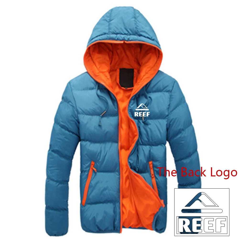 2025 Comfortable Warm Hoodies Autumn And Winter Leisure Fleece Zipper Coat Man's Reef Logo Print Hooded Custom Down Jackets