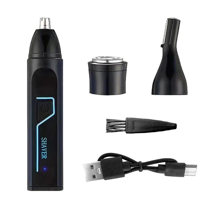 【PASSIONE 】Men' S Rechargeable Ear And Nose Hair Trimmer, Grooming Kit Featuring Powerful Motor,Professional Painless Facial Hai