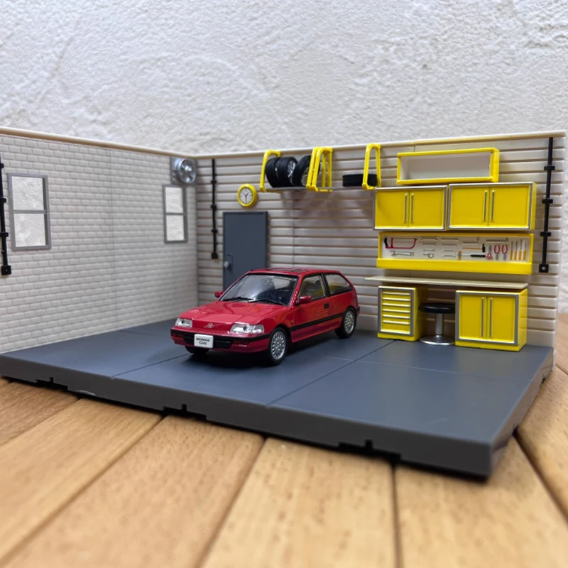 1/43 Scale Car Model Scene Simulation Alloy Auto Repair Workshop Car Parking Lot Static Ornaments Collectible Boys Gift Toys