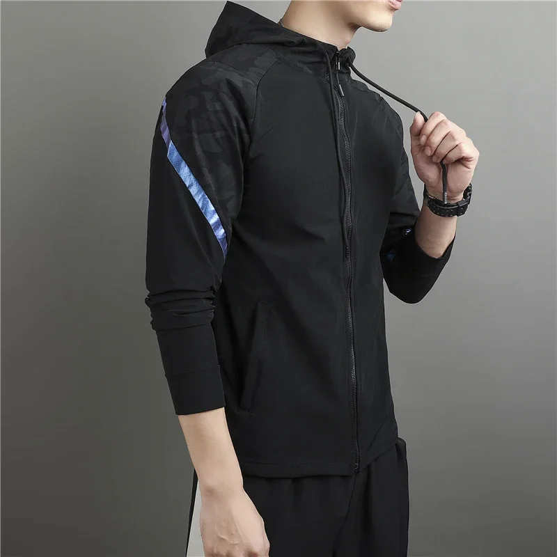 Men Hoodies Casual Hundred Outdoor Running Jacket Fitness Training Clothes Go Hiking Windbreaker Activewear Quick Dry Sweatshirt