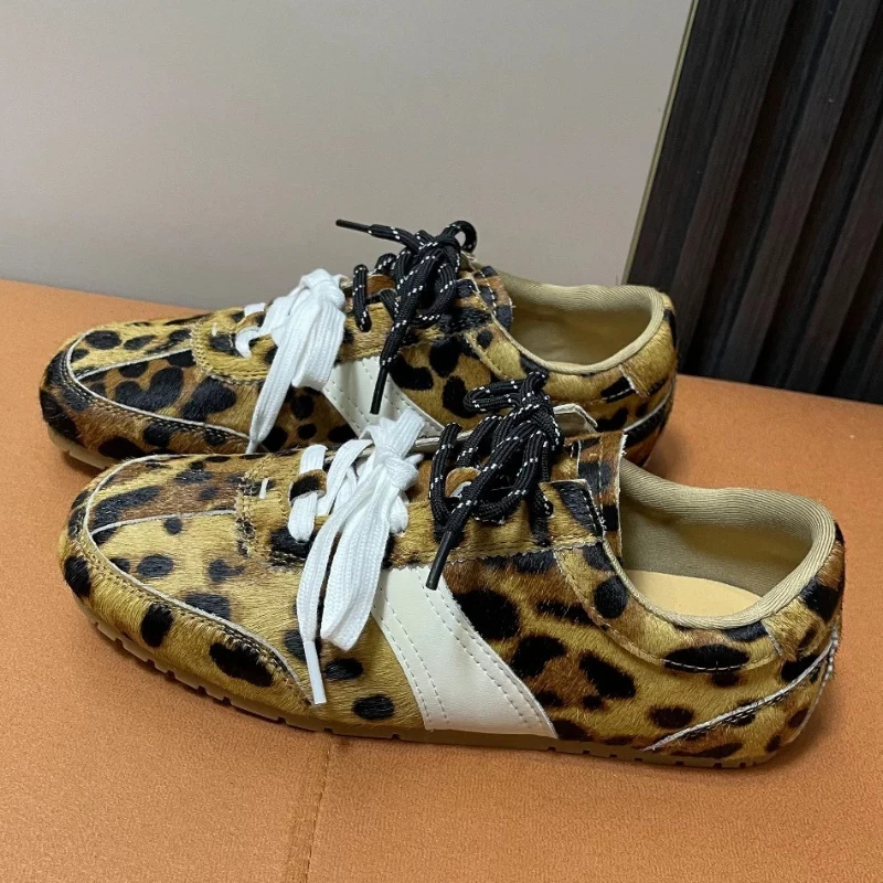 

Кроссовки Gump, женская обувь, кожаная обувь, новинка 2025, модные кожаные кроссовки с леопардовым принтом на плоской подошве, женские кроссовки в немецком стиле