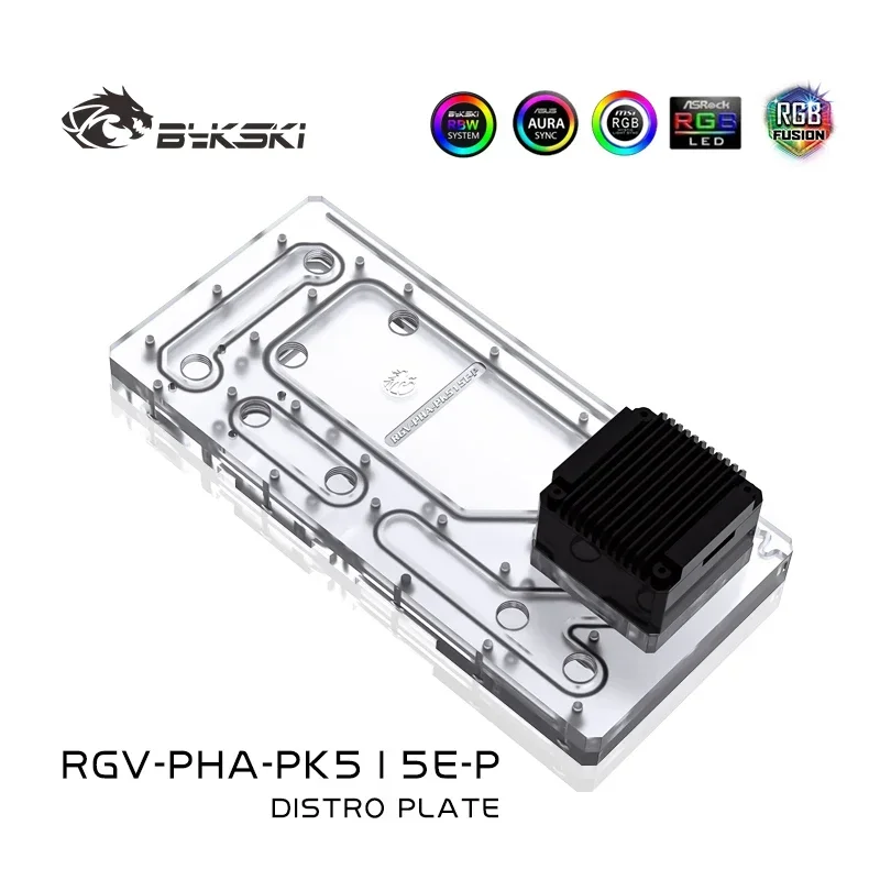 BYKSKI Acrylic Board Water Channel Solution use for PHANTEKS 515E Case for CPU and GPU Block / 3PIN RGB Light / Intead Reservoir